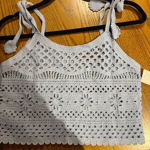 ADORA Crochet Knit Crop Top w/ Adjustable Tie Straps